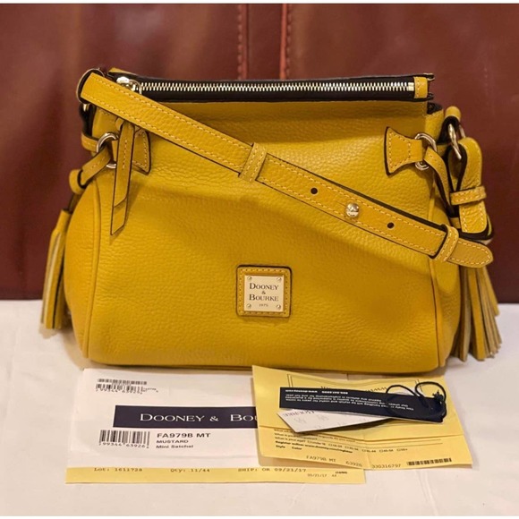 Dooney & Bourke Handbags - Dooney Pebble Leather Mustard Tassel Shoulder Bag